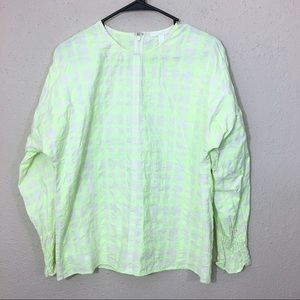 COS Neon Print Textured Long Sleeve Top Size 8
